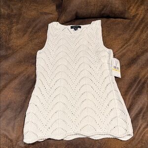Karen Kane Crochet Tank Cable Sleeveless Top - White NWT size M
